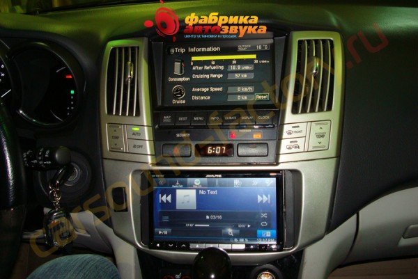 установка автомагнитолы Alpine INE-W977BT Alpine INE-W977BT Lexus RX 330