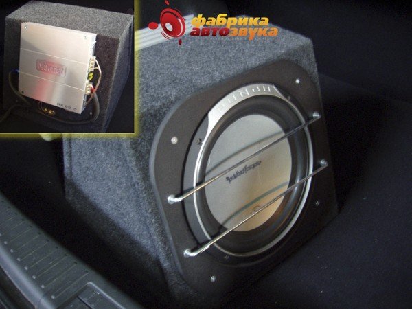 Установка сабвуфера Rockford Fosgate P1 in box Mazda 6