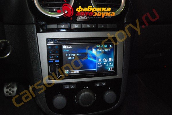 установка 2Din автомагнитолы Pioneer AVH-P3200BT Opel Corsa