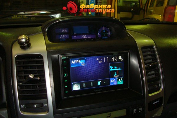 инсталляция автомагнитолы 2din Pioneer SPH-DA120 Toyota Land Cruiser Prado 120