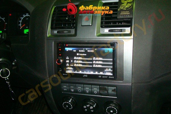 установка магнитолы 2din JVC KW-AV61BT UAZ Patriot