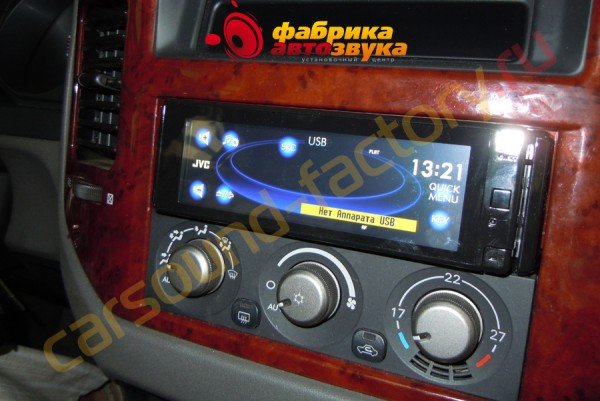 Установка магнитолы 1din JVC KD-AVX77EE Mitsubishi Pajero