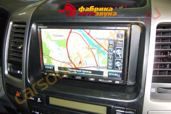 Установка автомагнитолы с навигацией JVC KW-NX7000 Toyota Land Cruiser Prado 120